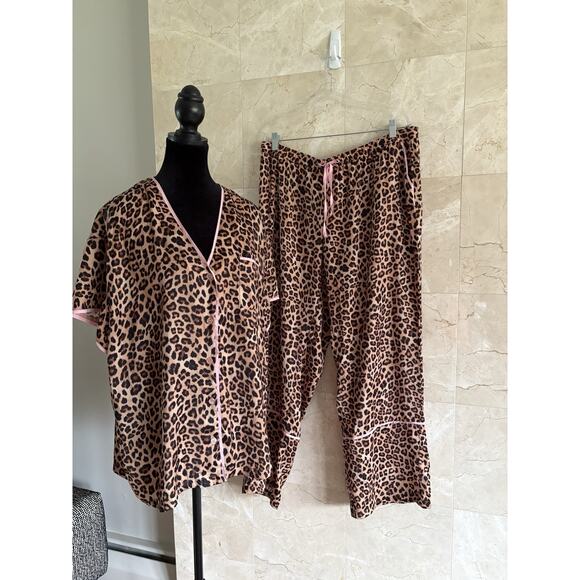 Summersalt Cloud 9 Silky Pajama Set XL Leopard Matching Cozy Glam Sleepwear - Picture 5 of 11